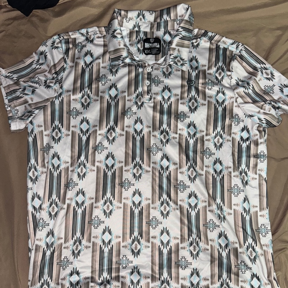 XXL rock ‘n’ roll denim western Aztec performance polo